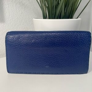 RARE FENDI Selleria 2 Tone Leather Bi Fold Long Wallet Blue / w Black interior